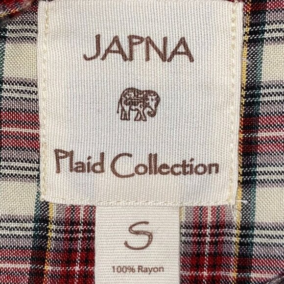 Red and White Women's Plaid Blouse with Tags - Japna - Picture 4 of 6